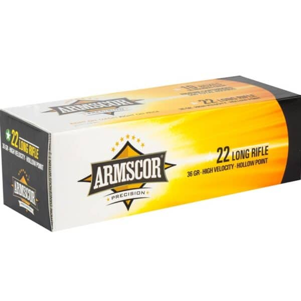 Armscor Precision 22 Long Rifle Ammo 36 Grain High Velocity Hollow Point - 500rnd brick