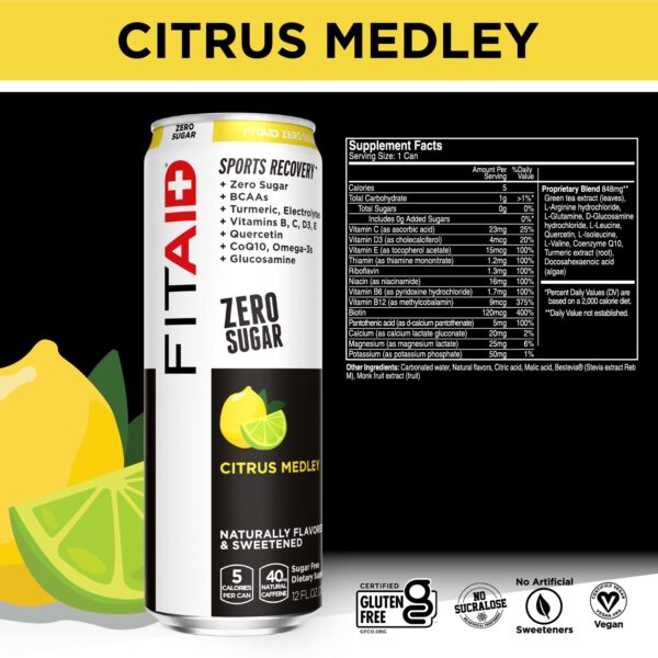 FitAid Zero sugar citrus medley label